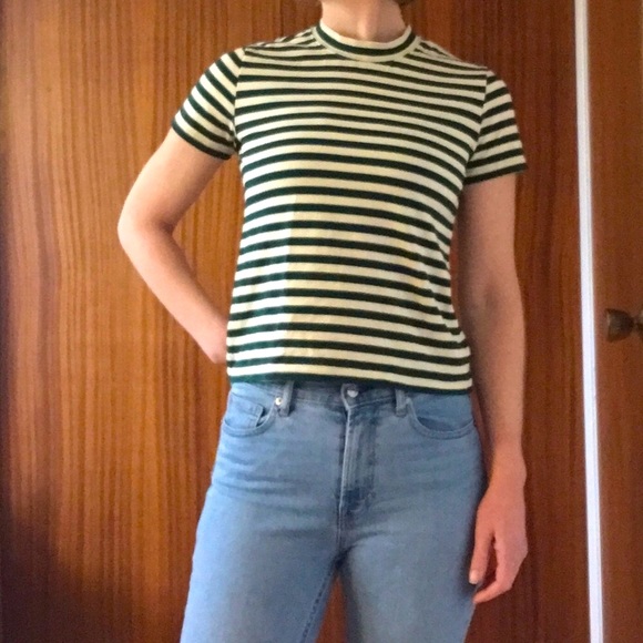 Tradlands striped short sleeve mock neck shirt - XXS - Picture 1 of 8
